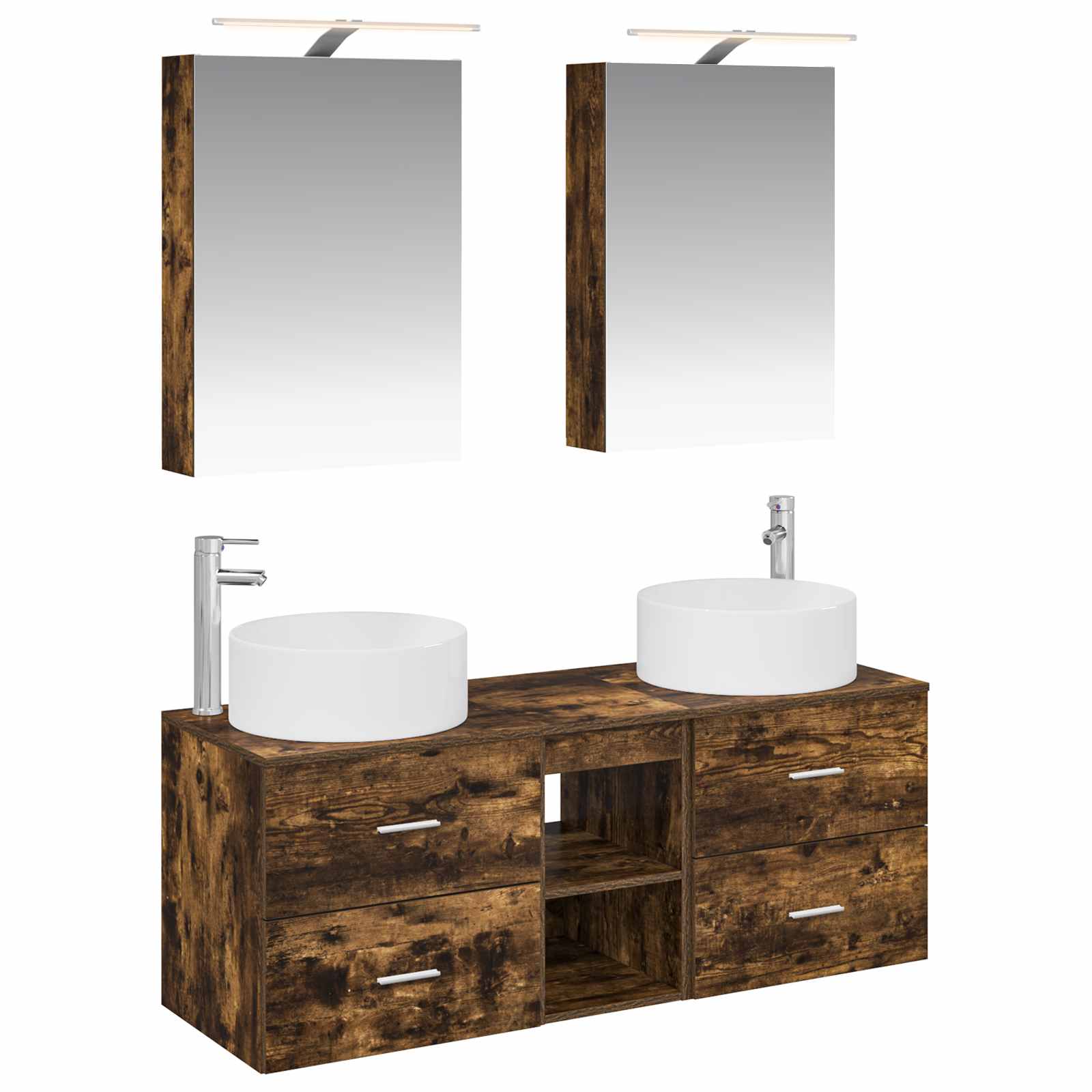 Badezimmermöbel-set 5 Stk. Geräucherte Eiche Vidaxl