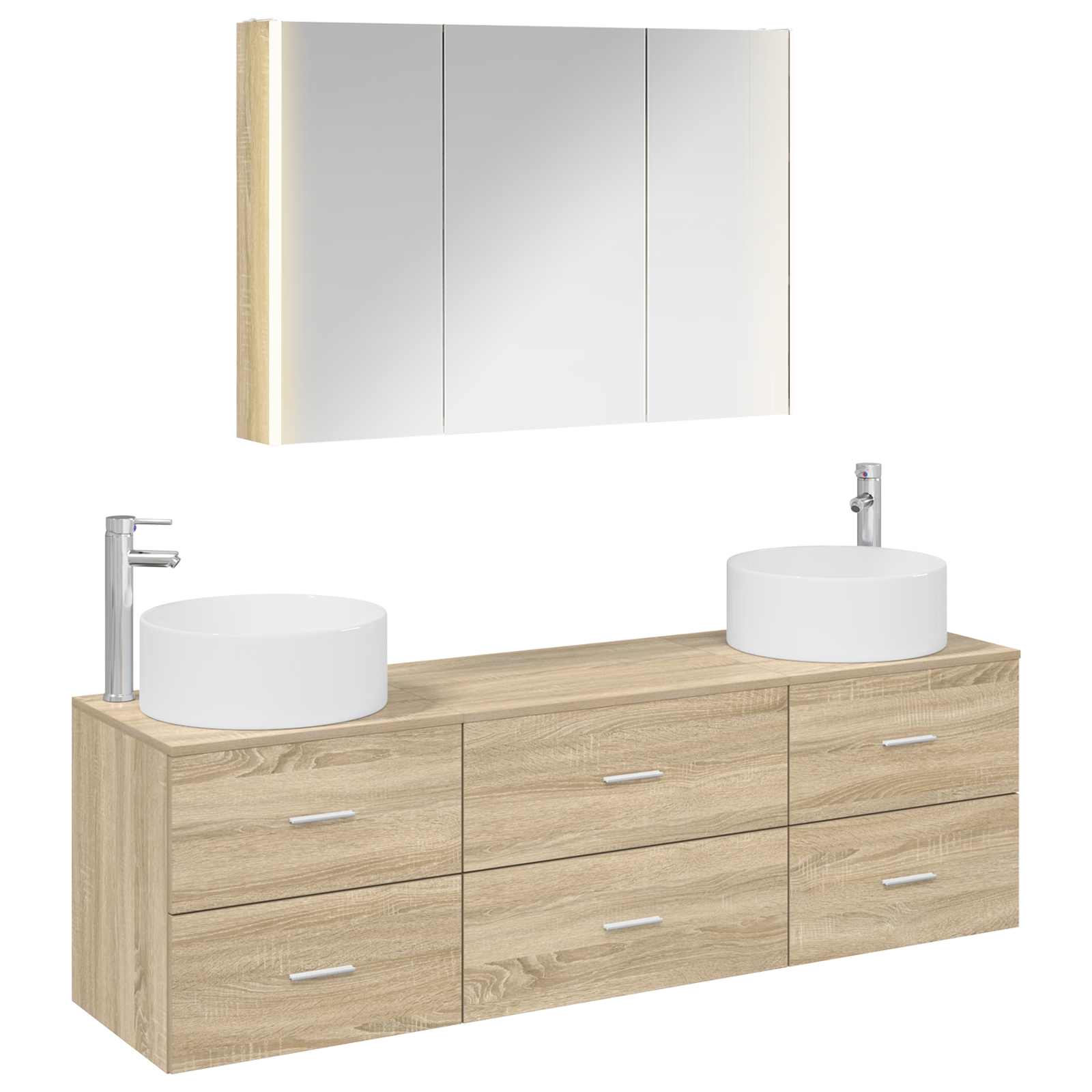 Badezimmermöbel-set 4 Stk. Sonoma-eiche Ingenieurholz Und Glas Vidaxl