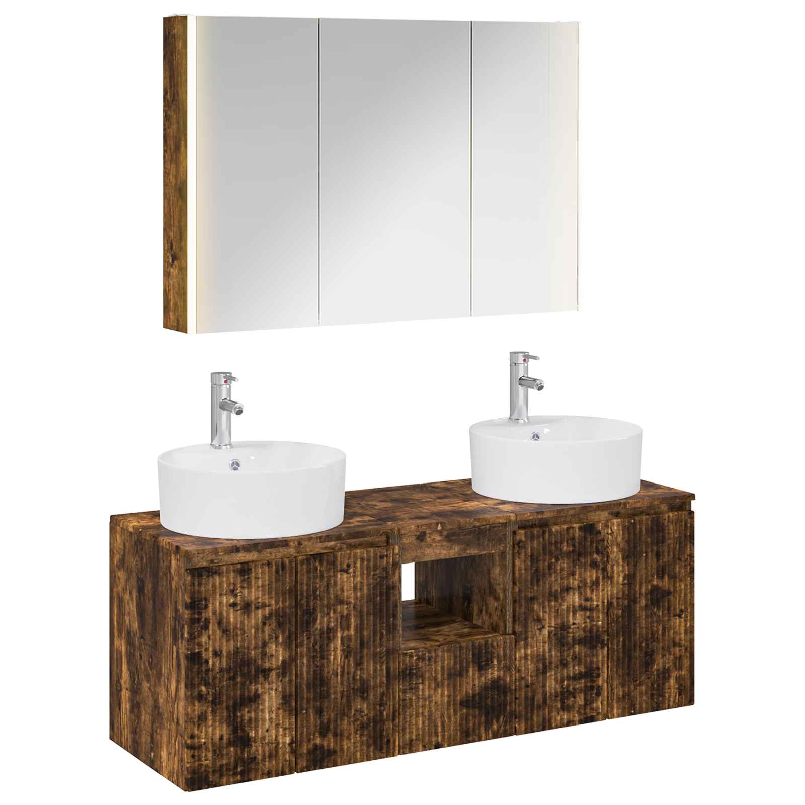 Badezimmerschrank-set 4 Stk. Räuchereiche Holzwerkstoff Vidaxl