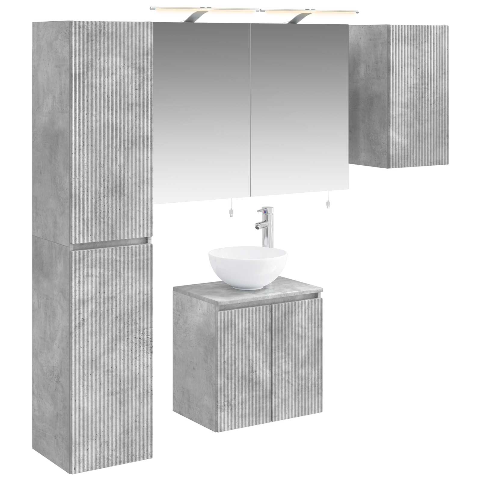 Badezimmerschrank-set 5 Stk. Betongrau Holzwerkstoff Vidaxl
