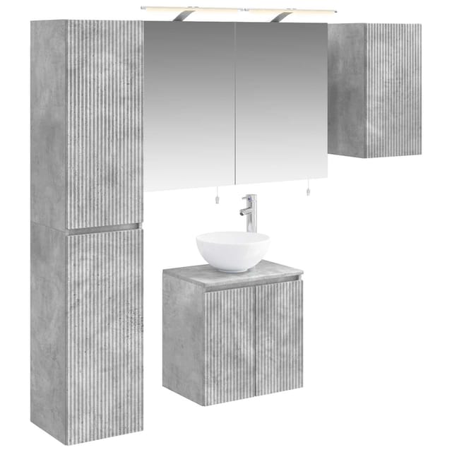 Badezimmerschrank-set 5 Stk. Betongrau Holzwerkstoff Vidaxl