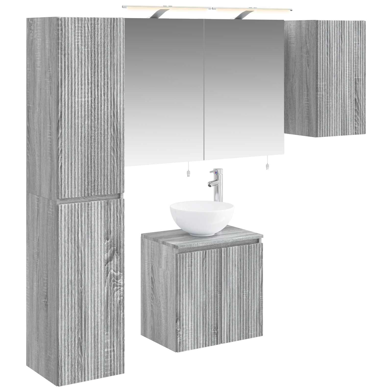 Badezimmerschrank-set 5 Stk. Grau Sonoma Holzwerkstoff Vidaxl