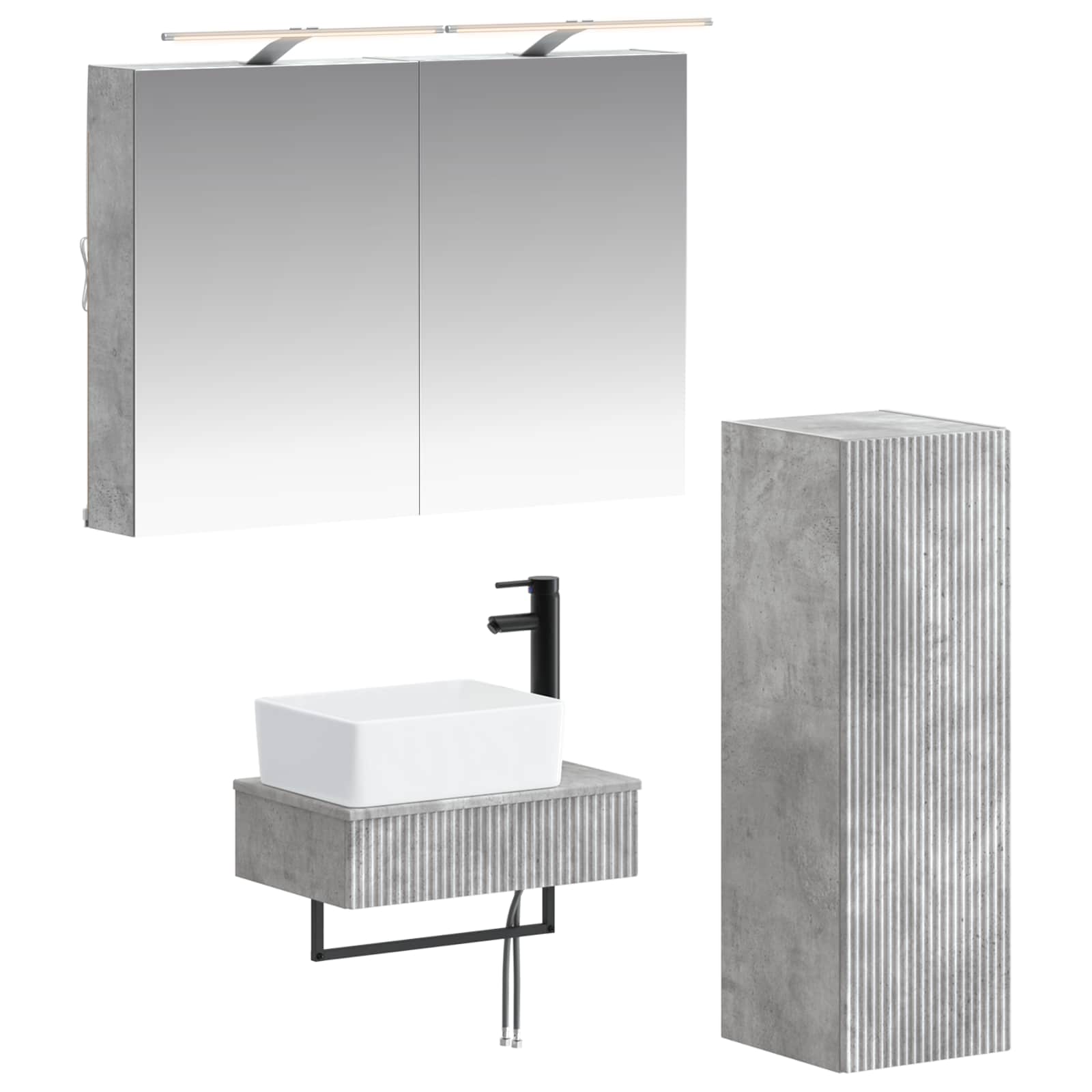 Badezimmerschrank-set 4 Stk. Betongrau Holzwerkstoff Vidaxl