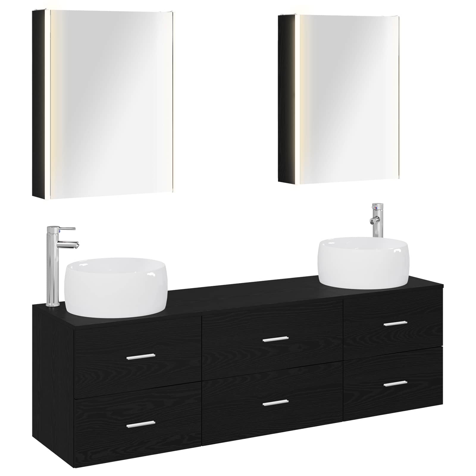 Badezimmermöbel-set 5 Stk. Schwarze Eiche Vidaxl