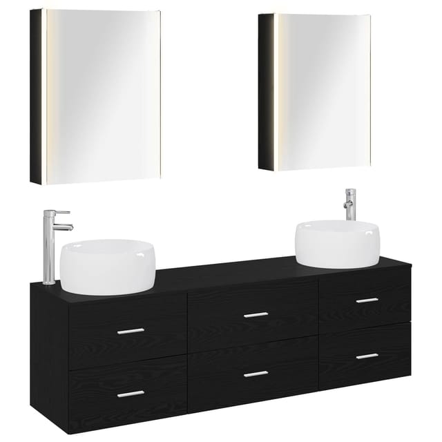 Badezimmermöbel-set 5 Stk. Schwarze Eiche Vidaxl