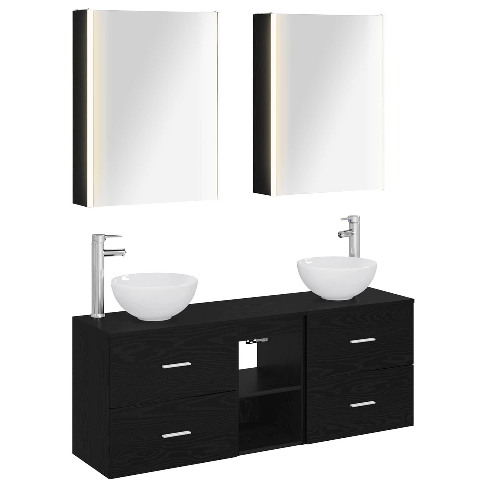 Badezimmerschrank-set 5 Stk. Schwarze Eiche Holzwerkstoff Vidaxl