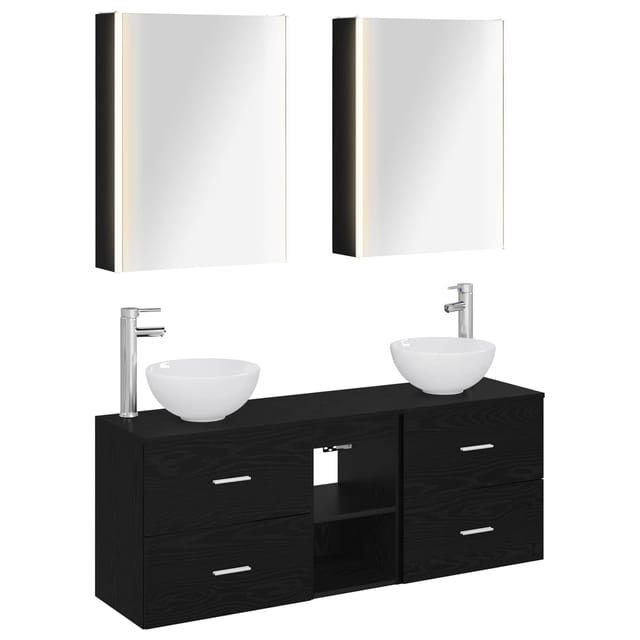 Badezimmerschrank-set 5 Stk. Schwarze Eiche Holzwerkstoff Vidaxl