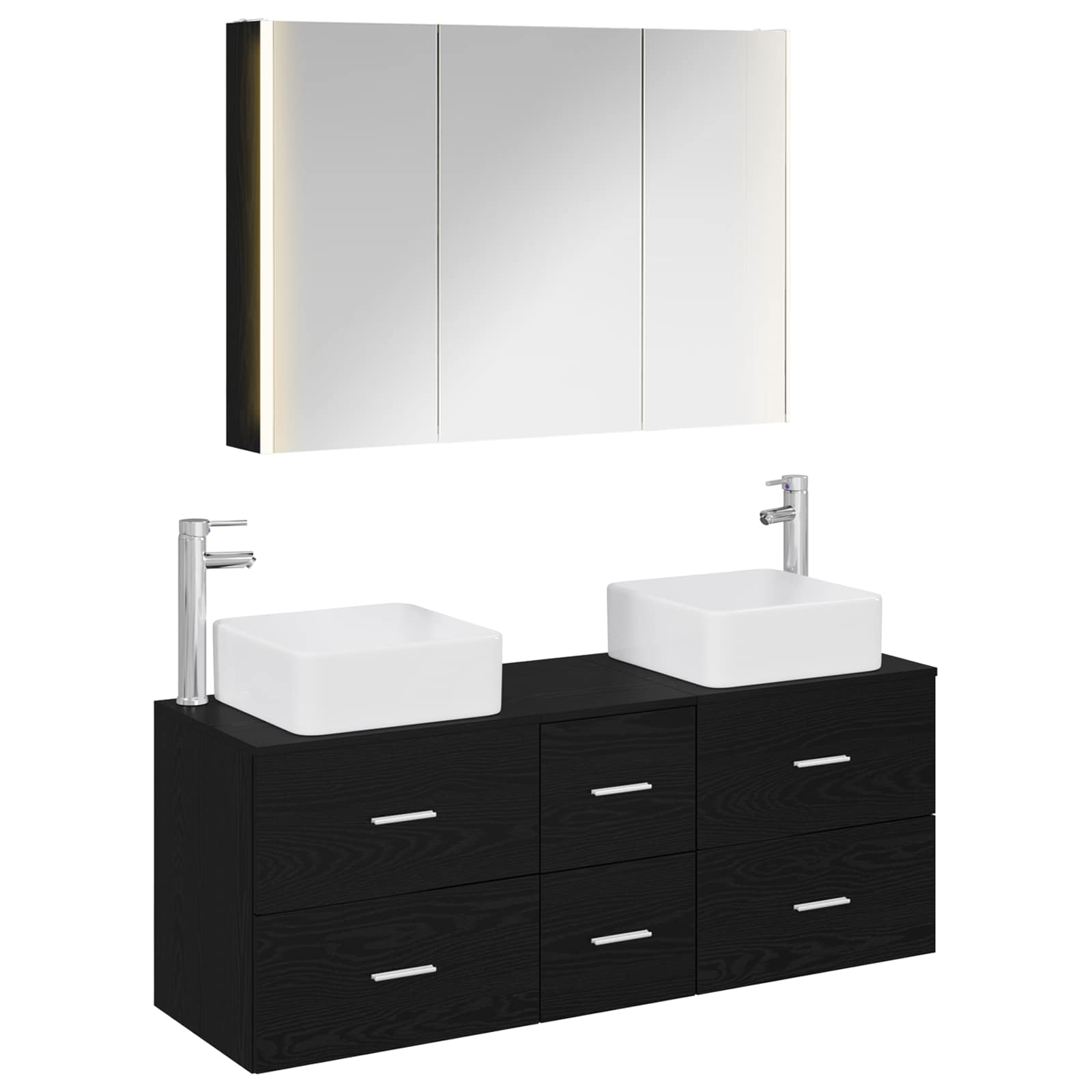 Badezimmermöbel-set 4 Stk. Schwarze Eiche Vidaxl