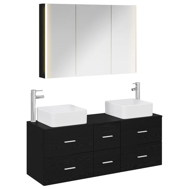 Badezimmermöbel-set 4 Stk. Schwarze Eiche Vidaxl
