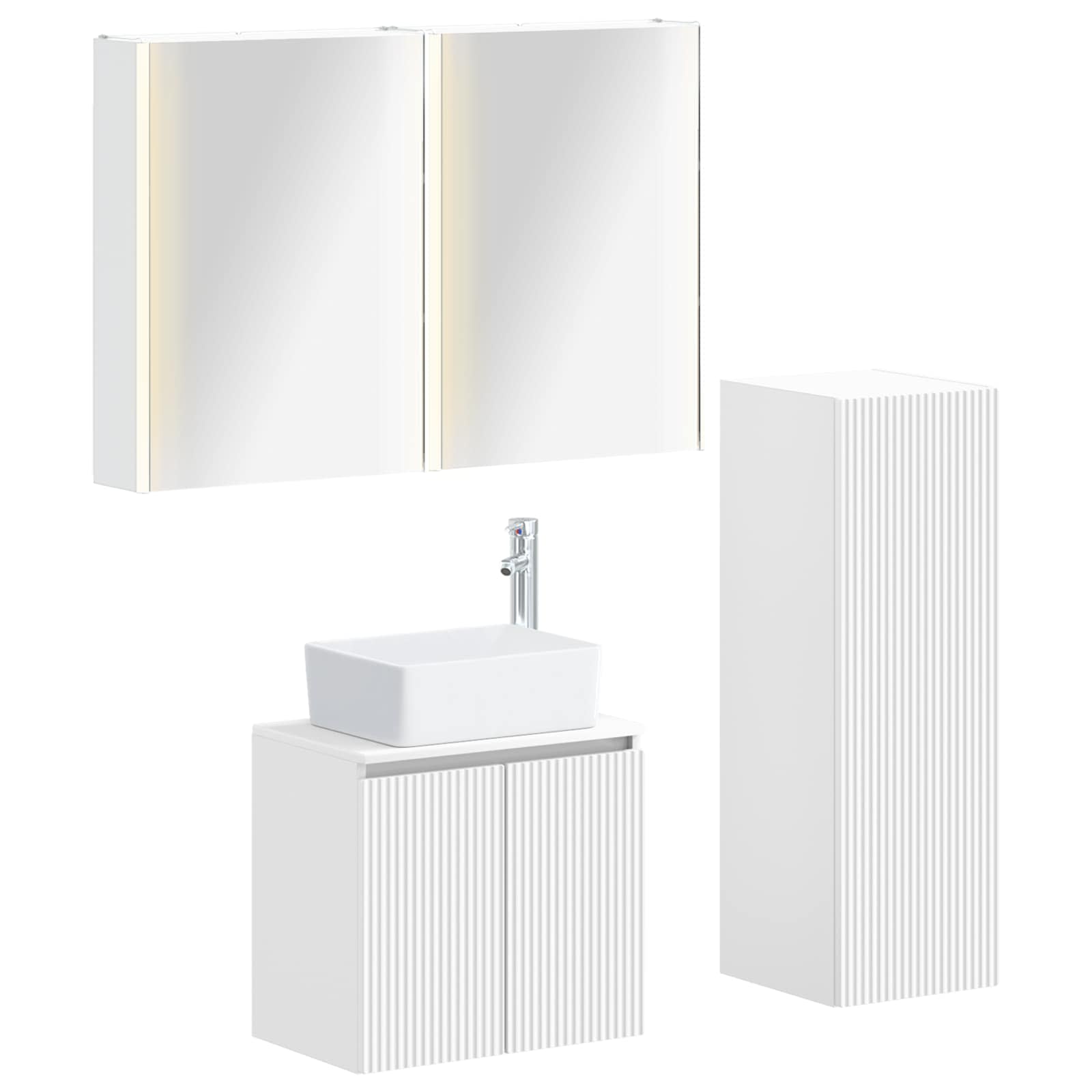 Badezimmermöbel-set 4 Stk. Weiß Ingenieurholz Und Glas Vidaxl