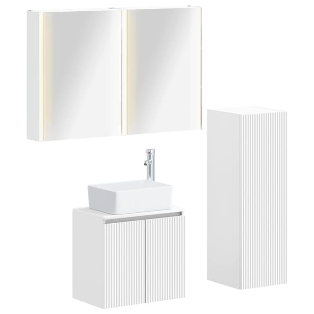 Badezimmermöbel-set 4 Stk. Weiß Ingenieurholz Und Glas Vidaxl