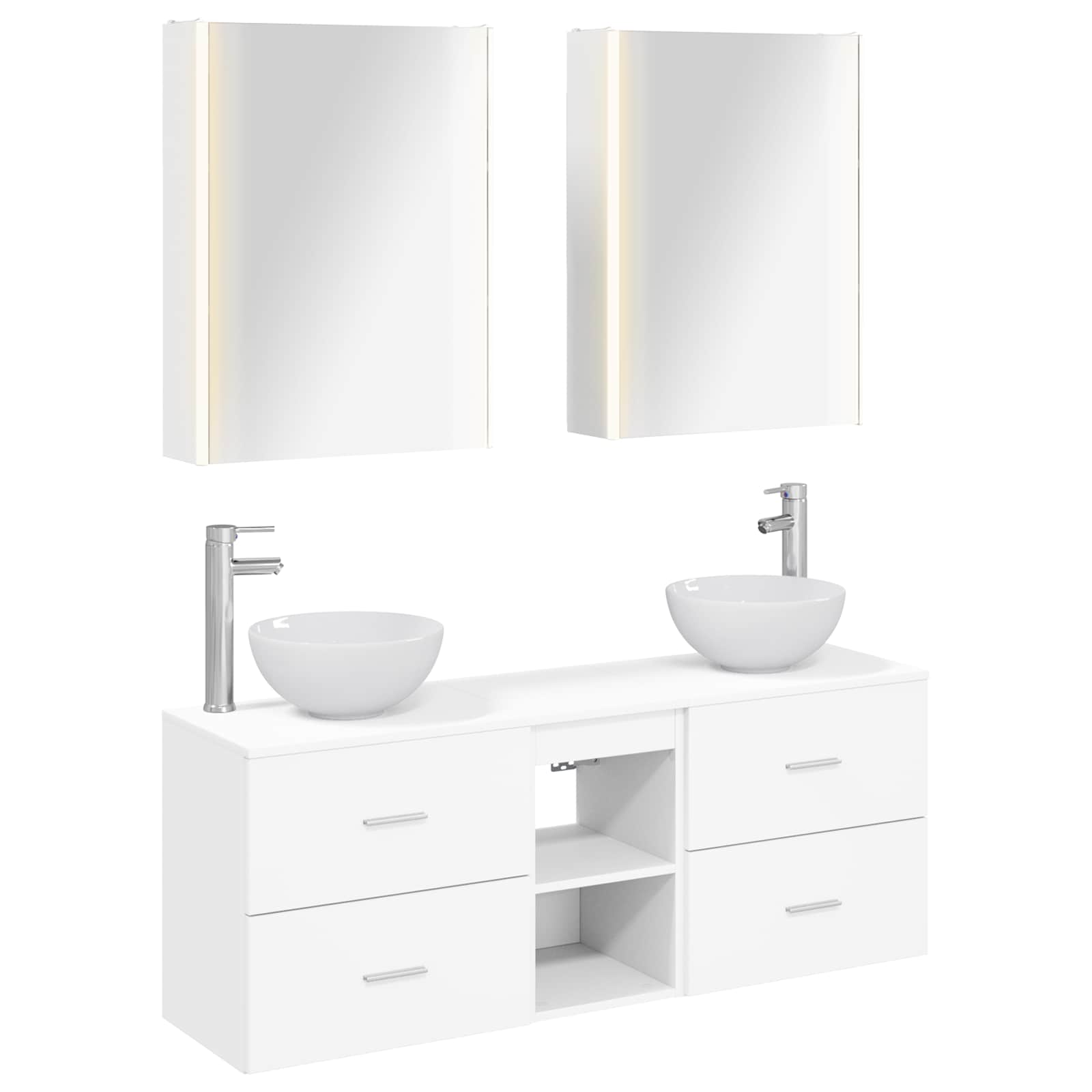 Badezimmerschrank-set 5 Stk. Weiß Holzwerkstoff Vidaxl