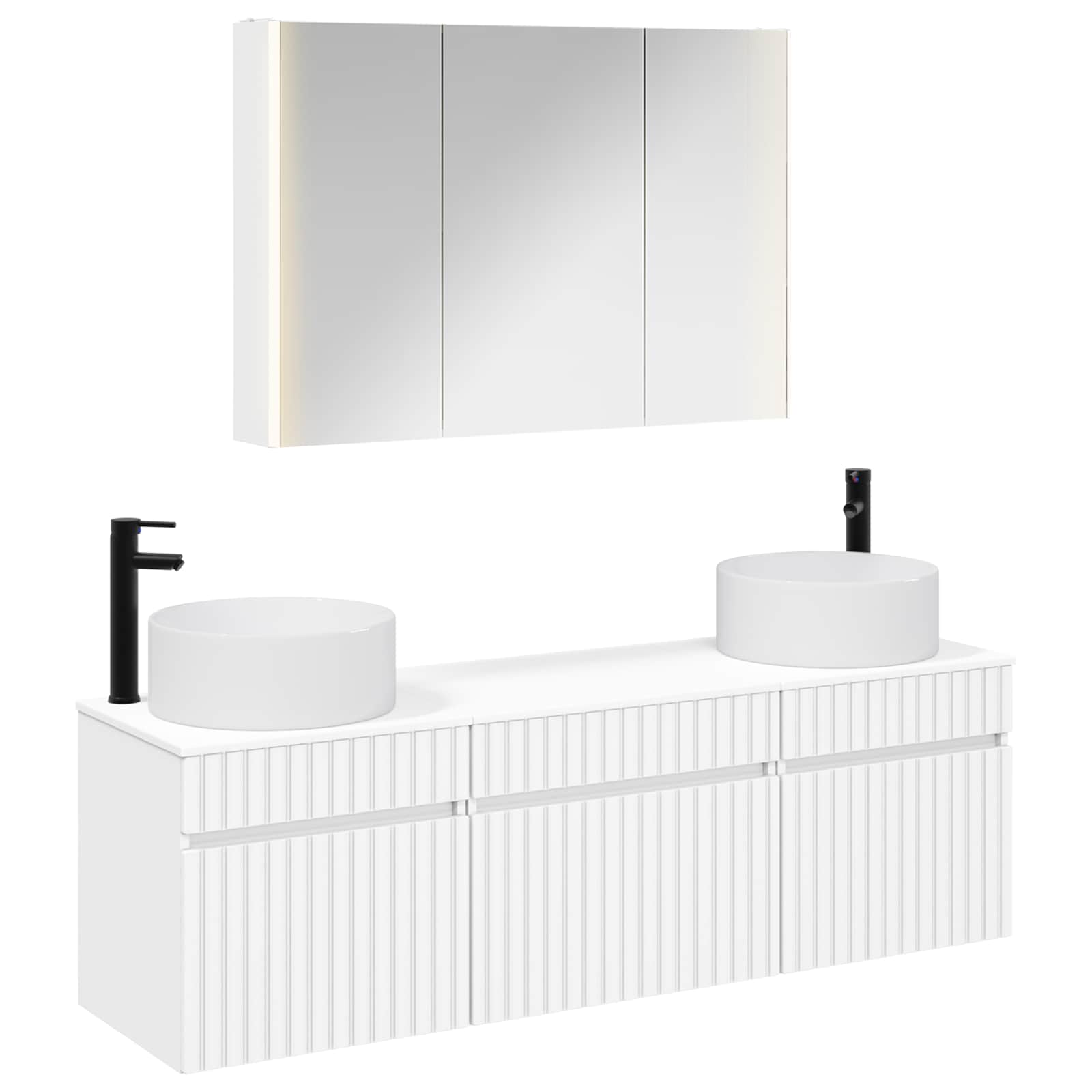 Badezimmerschrank-set 4 Stk. Weiß Holzwerkstoff Vidaxl