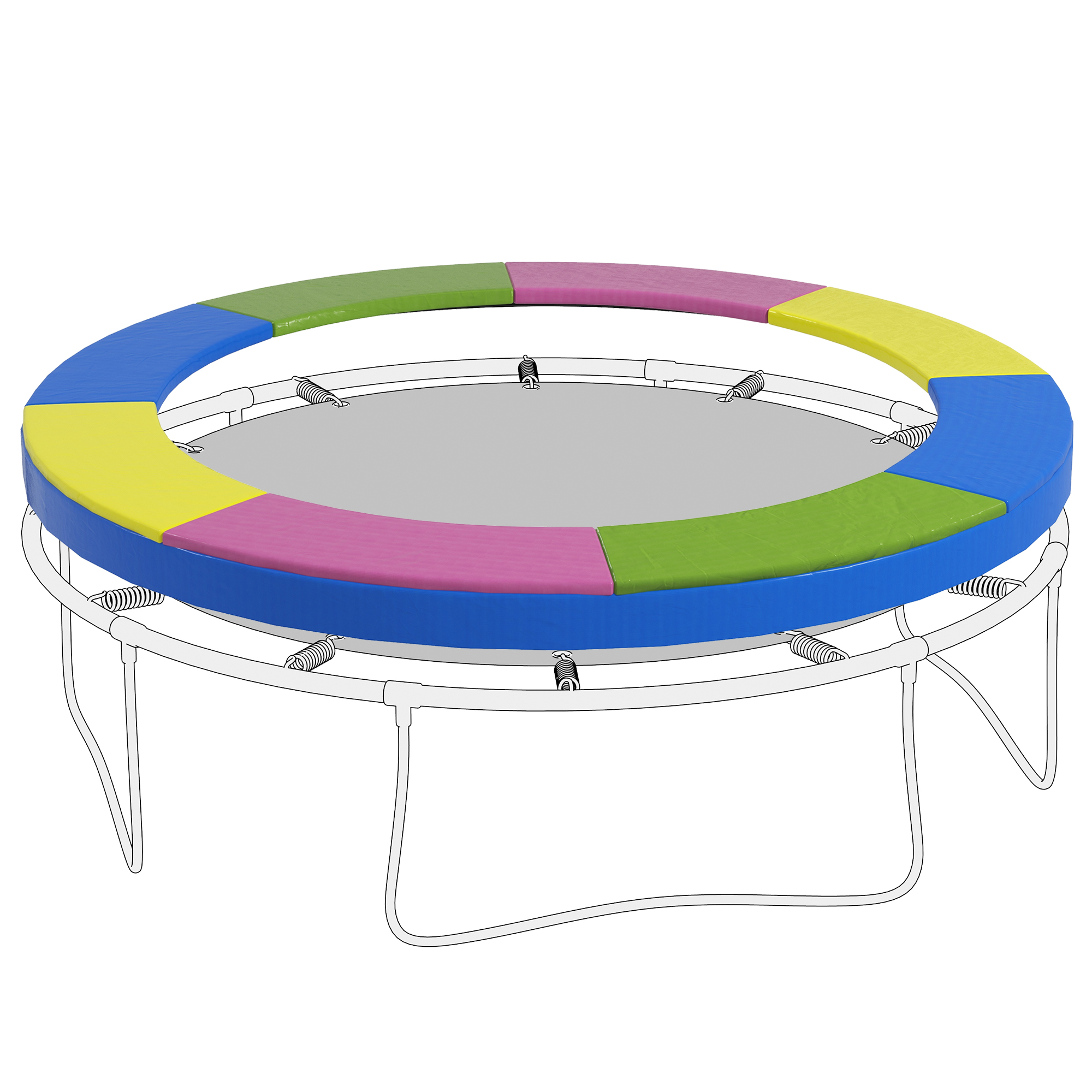 Set Mit 2 Trampolin-sicherheitskanten, Wasserdicht, Reißfest, 244 Cm Durchmesser, Mehrfarbig