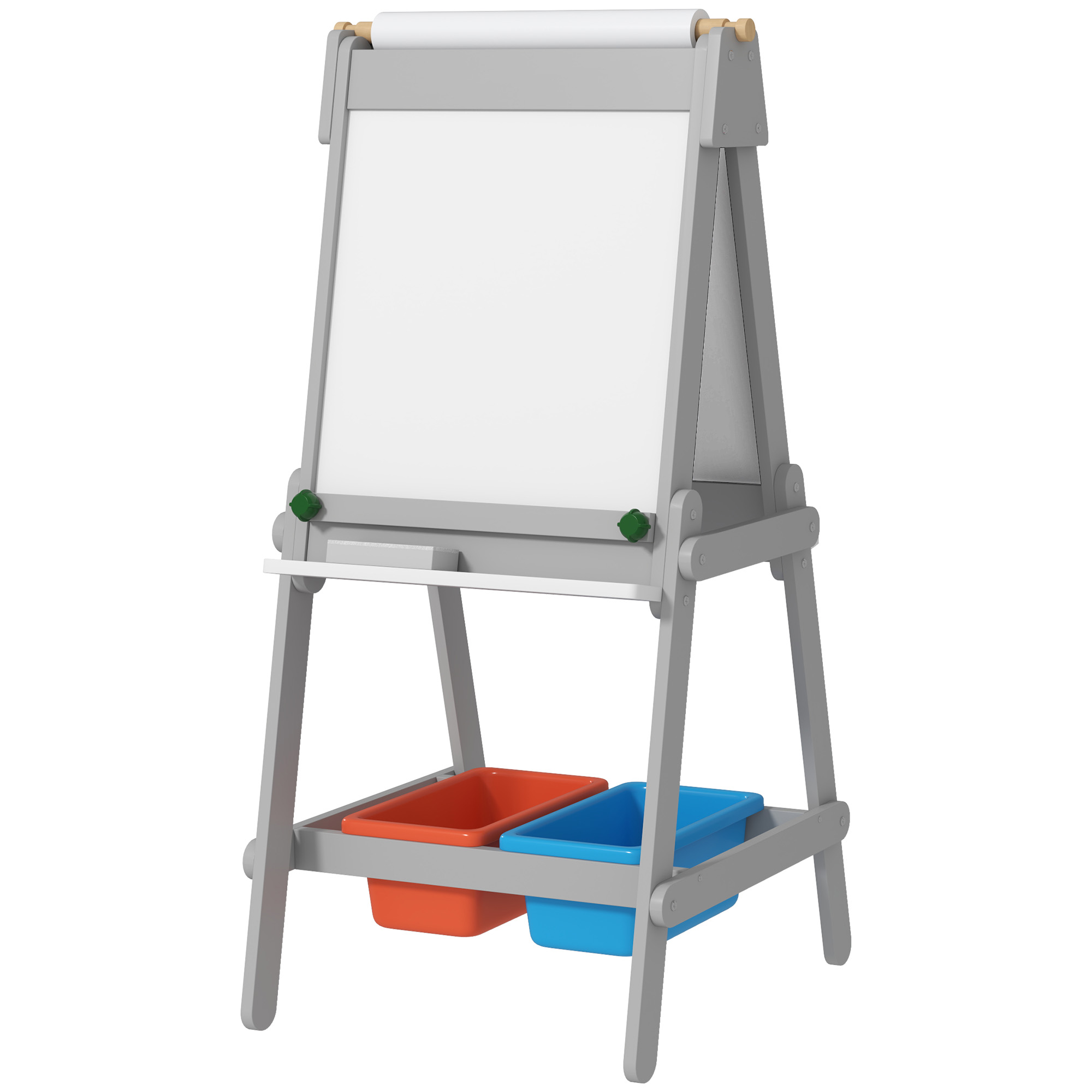 Doppelseitige Kinderstaffelei Mit Papierrolle, Kreidetafel Und Whiteboard 3-in-1-design Zum Malen Und Schreiben.