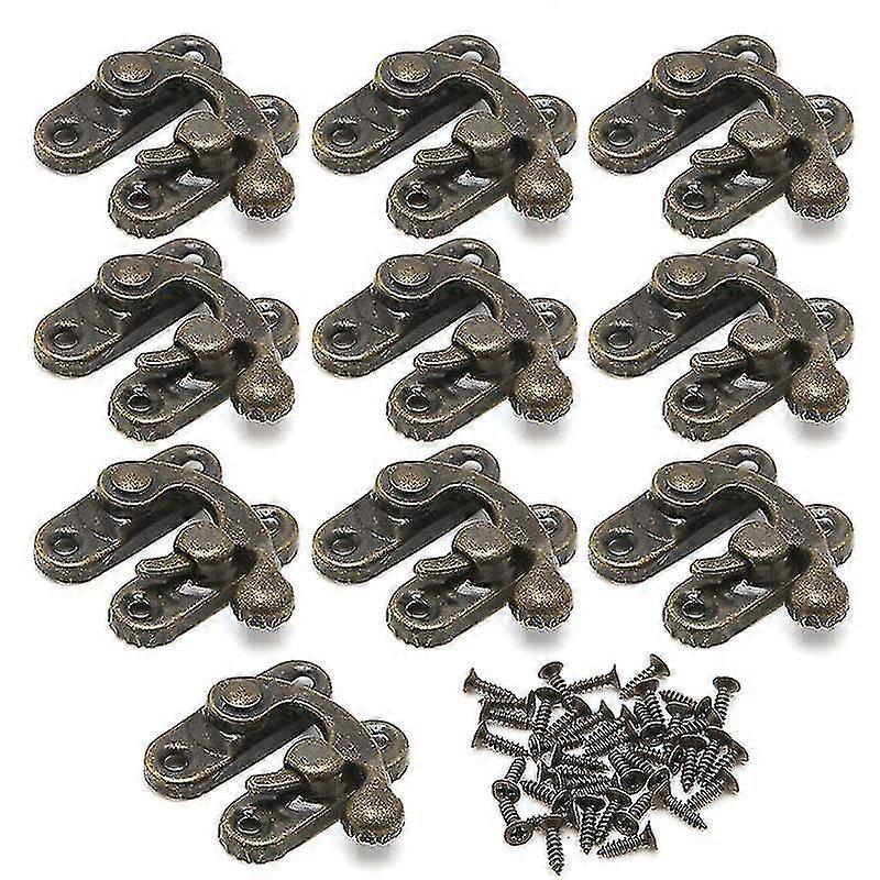 10x Antike Metall-verschlussschnalle Mit Gebogenem Hornverschluss, Haken, Geschenk-schmuckkästchen-vorhängeschloss-bronze