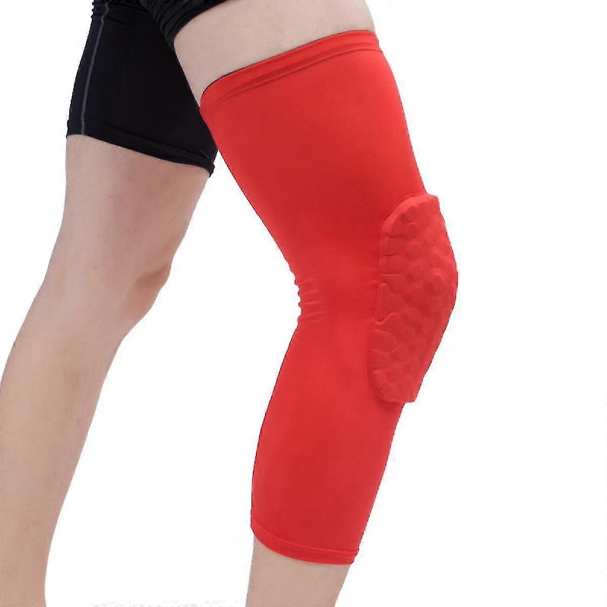 Paar Knie-kompressionsschoner, Lange Beinstulpen, Bandagenschutz Für Basketball, Fußball Und Volleyball (rot, Xxl)