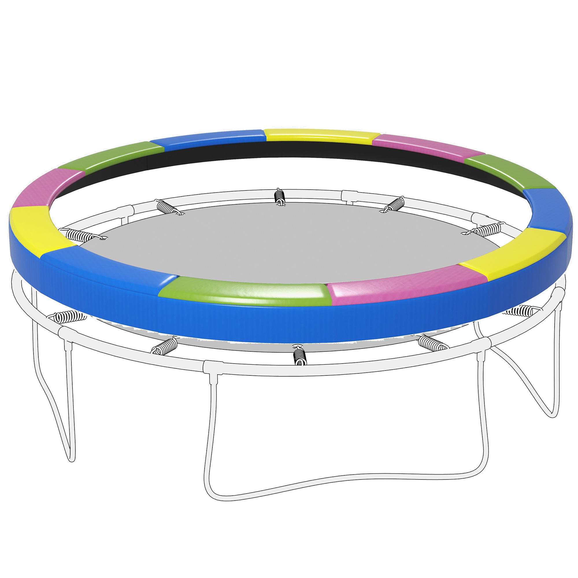 Set Mit 2 Trampolin-sicherheitskanten, Ø 366 Cm, Wasserdicht, Reißfest, Mehrfarbig