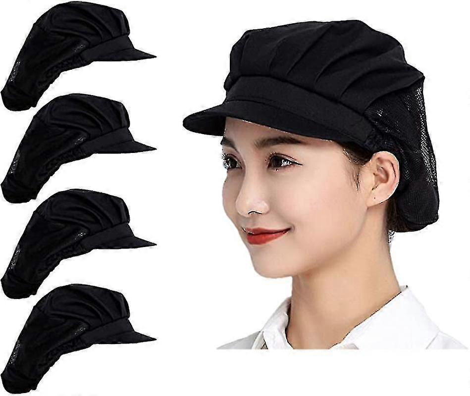 4er-pack Kochmützen - Küchen-haarnetze, Gastronomiehauben Für Erwachsene-black