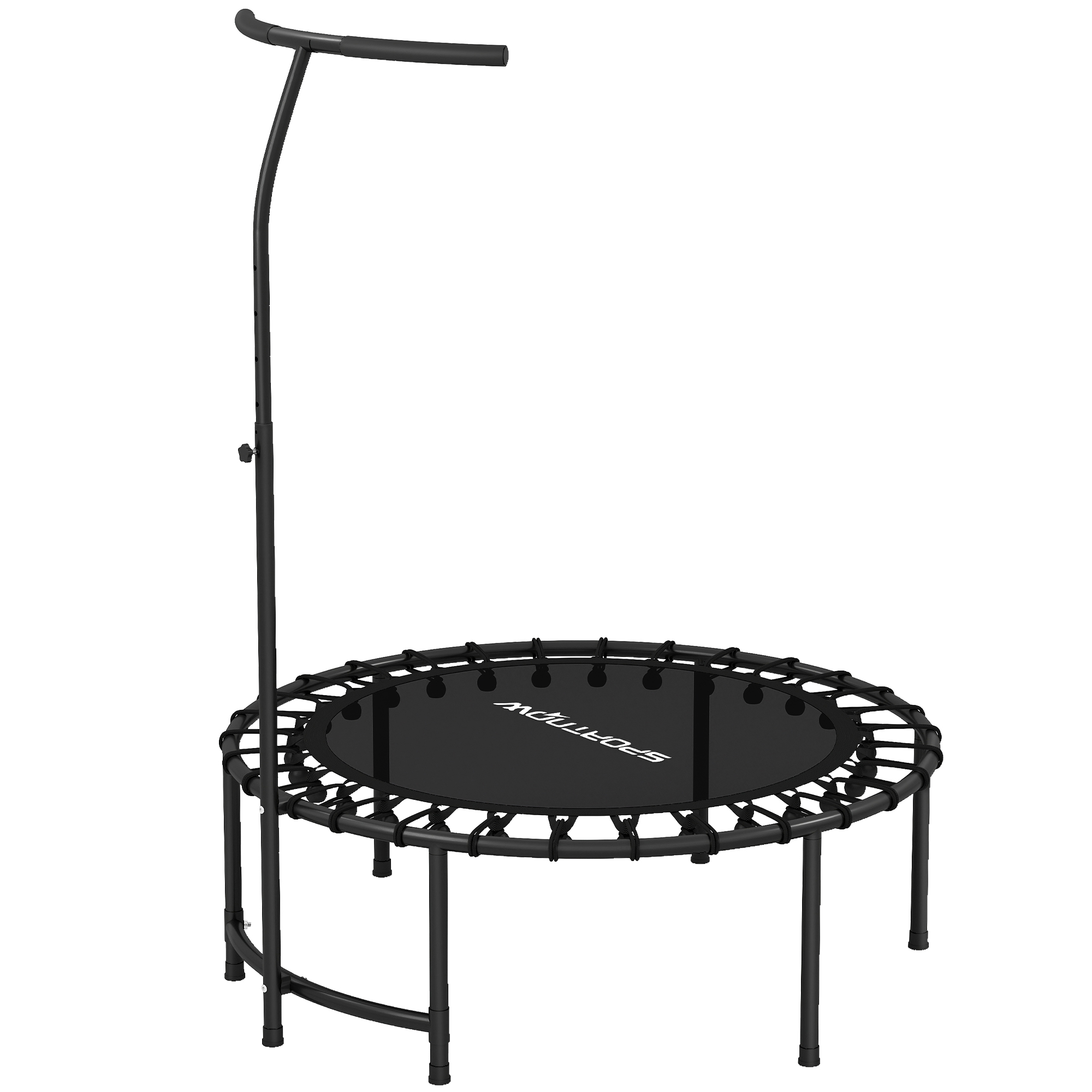 Rebounder Mit 5-fach Verstellbarem Griff, Schwarzes Fitnesstrampolin, Heim-cardio-training
