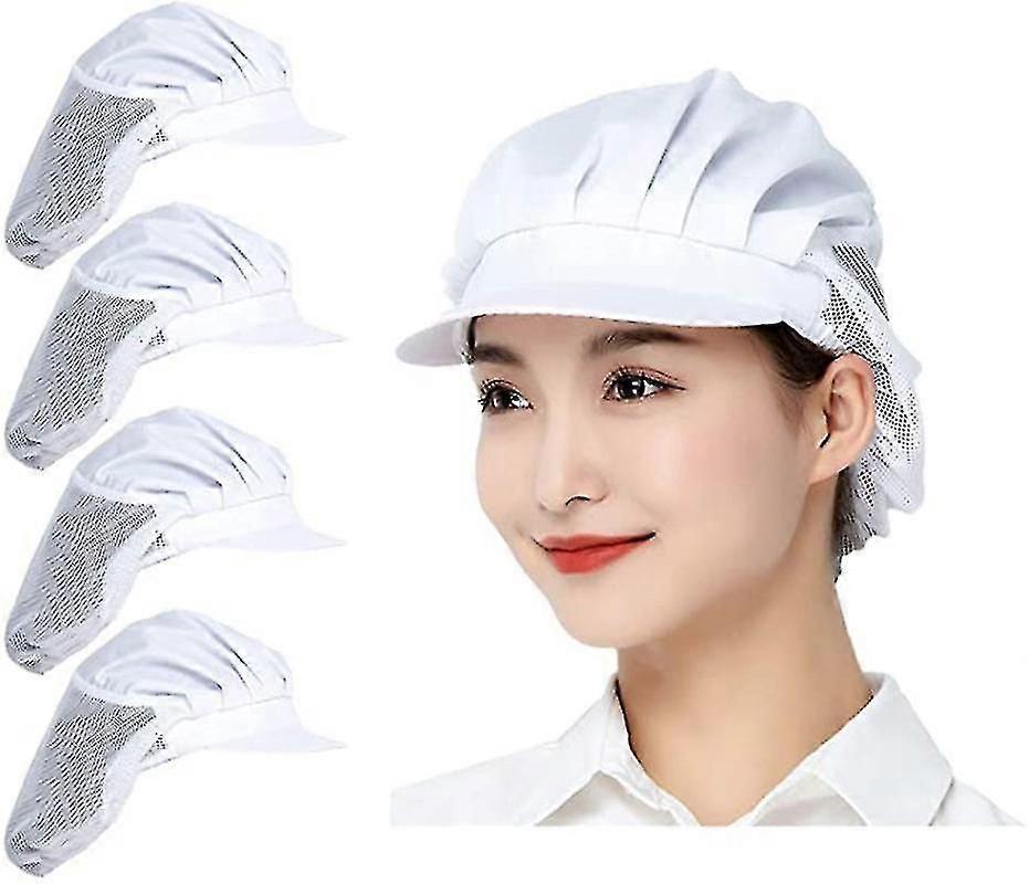 4er-pack Kochmützen - Küchen-haarnetze, Gastronomiehauben Für Erwachsene-white