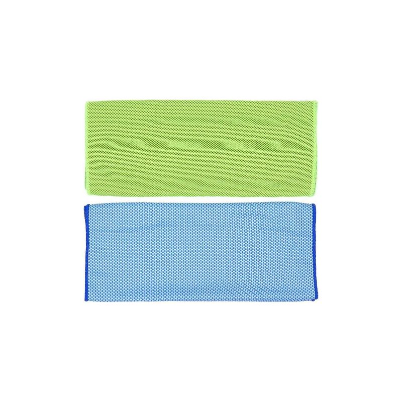 Set Mit 2 Kühlenden Und Erfrischenden Gesichtstüchern, Schnelltrocknend, Ideal Für Strand Und Yoga. – 100 X 30 Cm – Blau