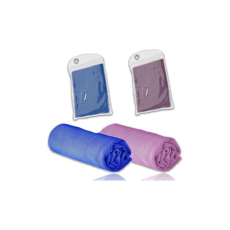 Set Mit 2 Kühlenden Handtüchern, Eiskalten Nackentüchern, Weichen Und Atmungsaktiven Handtüchern Zum Laufen, Yoga Und Für Heißes Wetter (blau/rosa)