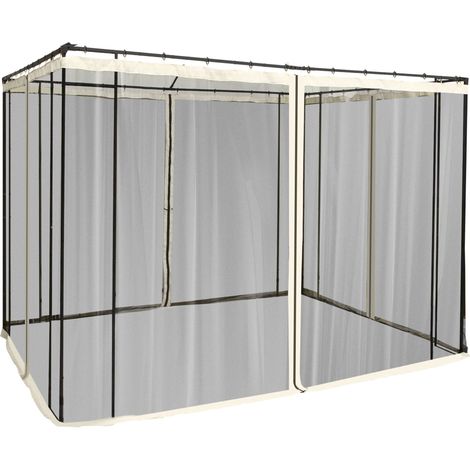 Moskitonetze Für 3 X 3 M Gartenpavillon/gartenlaube – Set Mit 4 Moskitonetzen Mit Reißverschluss + Befestigungshaken – Polyester-nylon