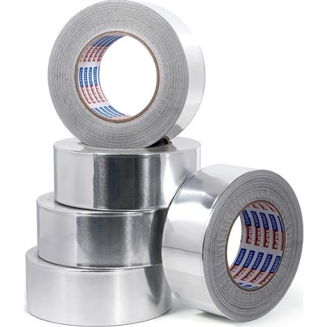 Packung Mit 5 Hochtemperaturbeständigen Aluminiumklebebändern, 50 Mm X 15 M, Wasserdicht Und Isolierend Für Reparatur, Abdichtung Und Schutz