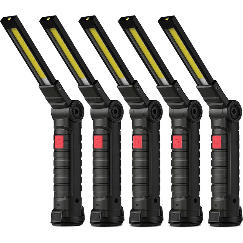 Set Mit 5 Wiederaufladbaren Magnetischen Cob-arbeitsleuchten Mit 5 Modi Für Werkstatt, Garage, Camping Und Notfälle