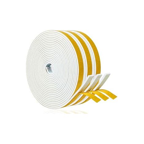 3er-pack Selbstklebende Isolierdichtungen, 9 X 2 Mm Gummischaum, 20 M, Weiß, Kälte- Und Schalldämmend, Für Fenster Und Türen