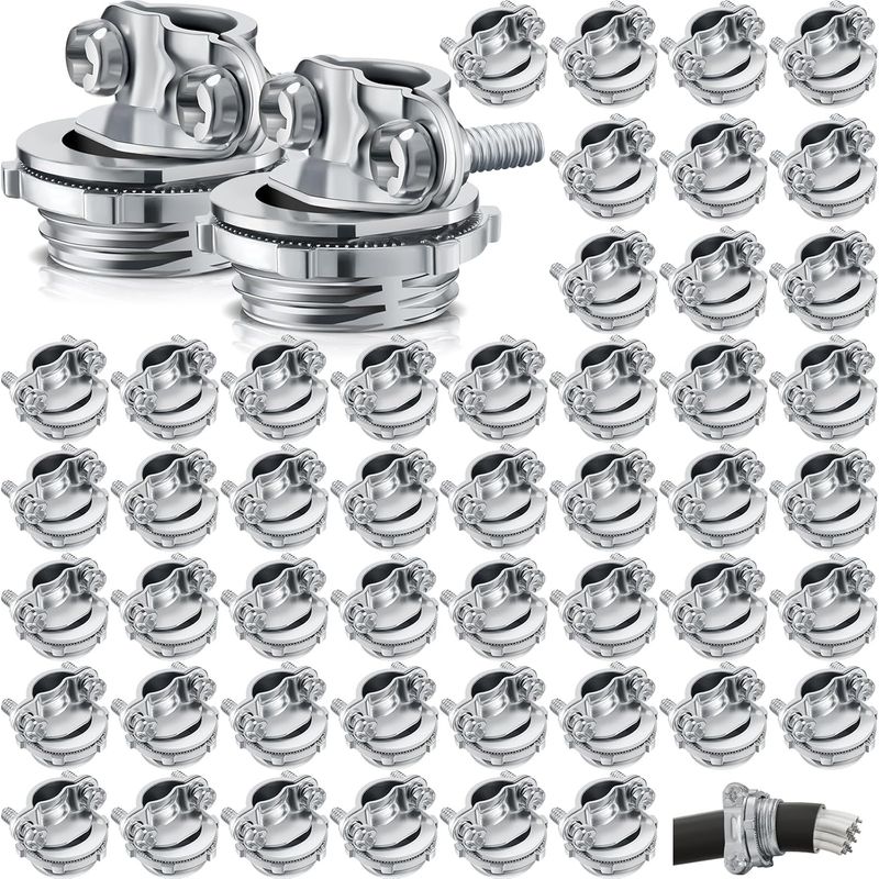 50 Stück Kabelverbinder, Klemmverbinder Für Kabelkanäle, Rohrschellen Für Elektrische Drähte, Metallrohrschutzkabel, Silber-zink, (3/4 Zoll)