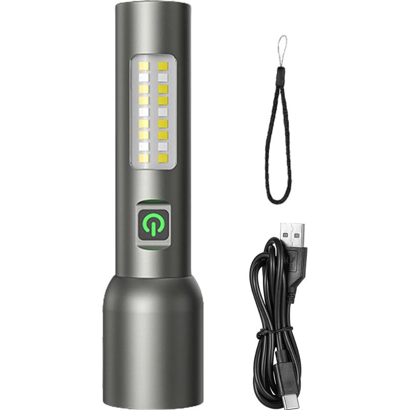 Kompakte Arbeitsleuchte, Wiederaufladbare Hochleistungs-taschenlampe Mit Usb-ladefunktion, Led-arbeitsleuchte Aus Aluminiumlegierung, Teleskopzoom, Tragbares Beleuchtungswerkzeug