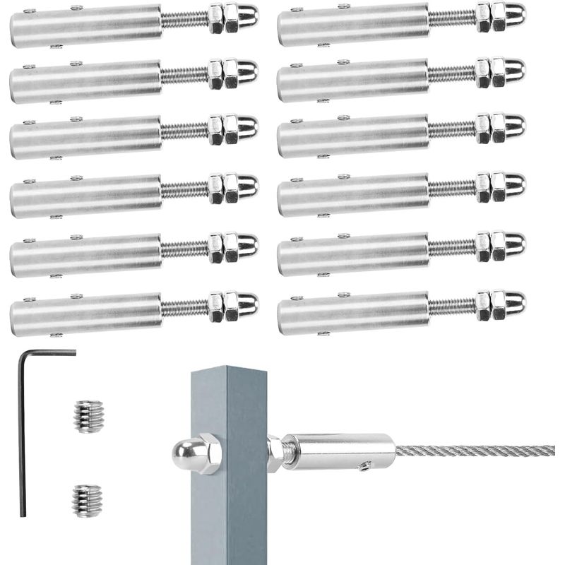 Edelstahl-kabelspanner Für Edelstahlseile, 12 Stück Und L-schlüssel – Edelstahl-kabelspanner Für Hauba-befestigung, 6 Mm
