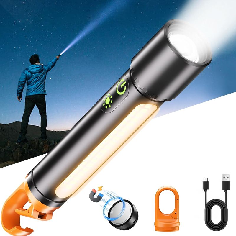 Wiederaufladbare Taschenlampen, Superhelle Hochleistungs-taschenlampen, Taktische Taschenlampen Mit 9 Leuchtmodi, Tragbare Taschenlampen