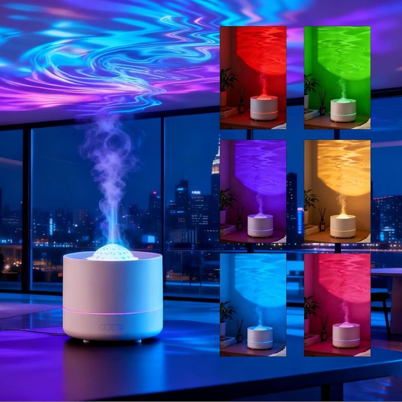 Elektrischer Duftdiffusor Mit 7-farbiger Led-projektion, 2-in-1-gerät (diffusor & Lampe) Für Büro, Wohnzimmer, Yoga, 200 Ml