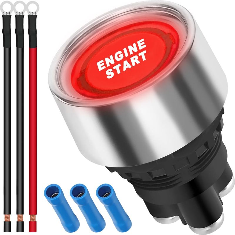 12–24 V / 50 A Start-stopp-schalter Mit Druckknopf, Blauer Led-startknopf, Ein-/ausschalter (spst), Rot