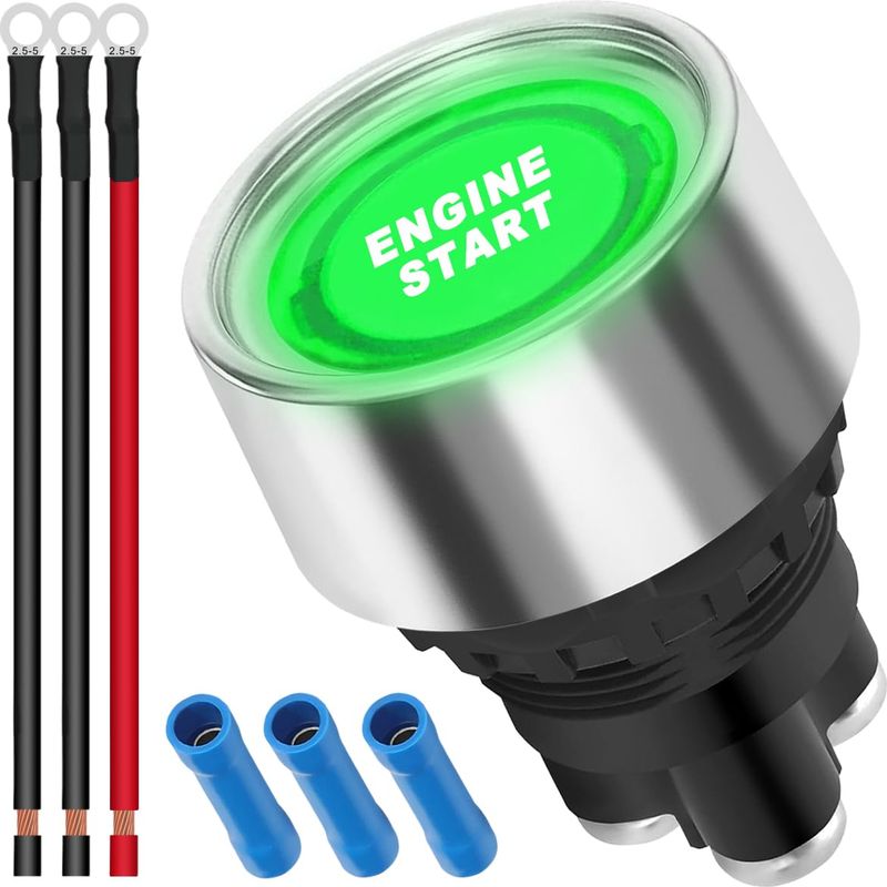12–24 V / 50 A Druckstart-zündschalter, Momentanstart-zündknopf, Blaue Led, Start-stopp-taste, Spst Ein/aus, Grün