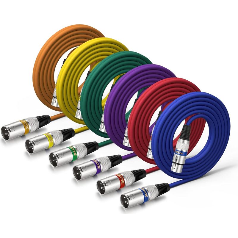 Xlr-mikrofonkabel, 6er-pack, Farblich Abgestimmt – Kurzes Xlr-mikrofonkabel (stecker Auf Buchse), 3-polig, Symmetrisch, 3 M
