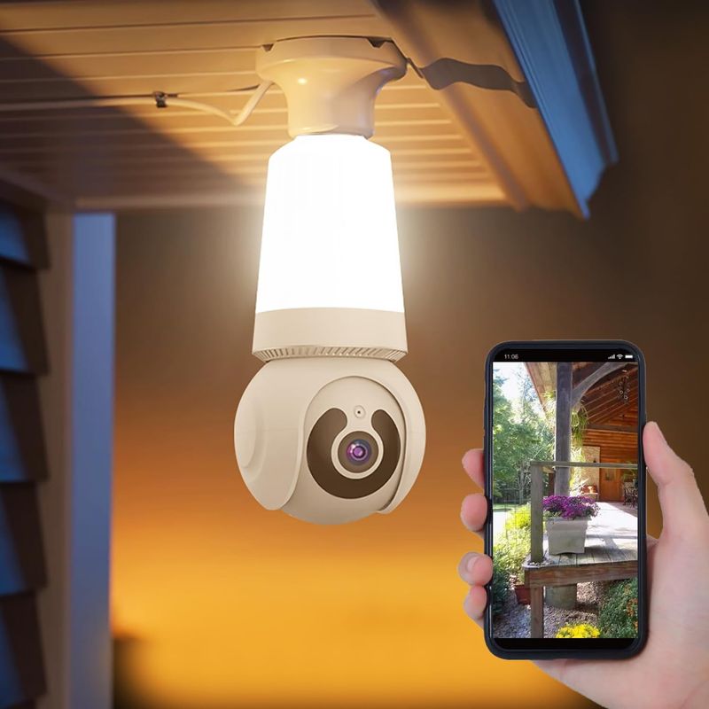 Wlan-überwachungskamera In Glühbirnenform, Innen-/außenkamera Mit Stecker, Ki-personenerkennung, Live-ansicht, Zwei-wege-audio, Intelligente Led-kamera Mit App-fernsteuerung, V380 Pro Weiß