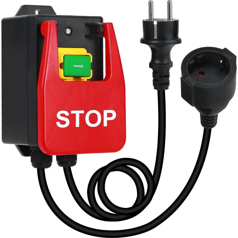 Einphasig 220 V, Druckknopfschalter, Sicherheitsschalter Mit Steckdose, Maschinenschalter Zum Schnellen Abschalten Des Frästisches Und Anderer Geräte (stopp).