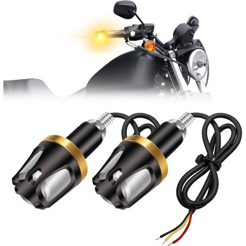 Motorrad-blinker, Lenkerendlicht, Gelb-weiße Led-bremsleuchte, 16–18 Mm Durchmesser, 1 Paar, Gelb Und Weiß