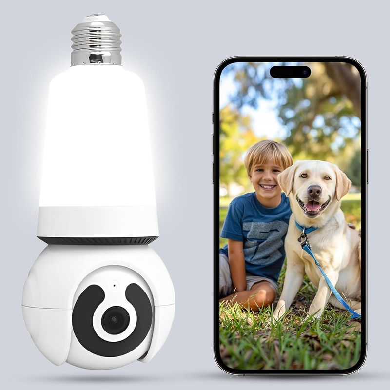 Sicherheitskamera Mit Glühbirne, 2k/3mp Drahtlose Außenkamera, 2,4 Ghz Wlan E27 Led-kamera Für Die Heimüberwachung, 24/7-aufnahme, Bewegungserkennung Und Alarm (e27 Led)