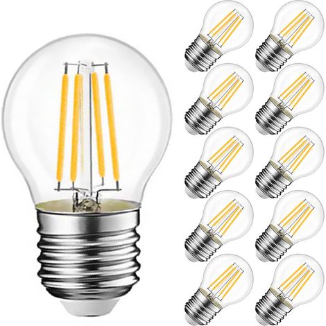 Led-lampe, 10er-pack, 4 W, E27-schraubsockel, Edison-glühbirne, Warmweiß 3000 K, Klarglas