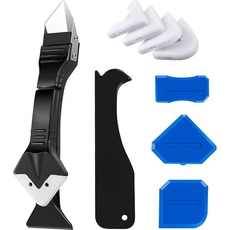3-in-1 Mehrzweck-fugenmasse-set Mit Edelstahlkopf Und 5 Silikonpads Für Küche, Bad, Boden, Spüle Und Fenster