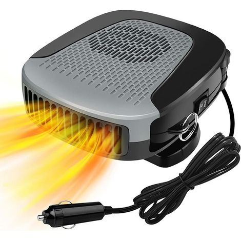 Tragbarer 12v 150w Auto-heizlüfter Mit Entfroster Und Antibeschlagfunktion, 360° Drehbarem Heizelement Und 1,5 M Langem Zigarettenanzünderkabel
