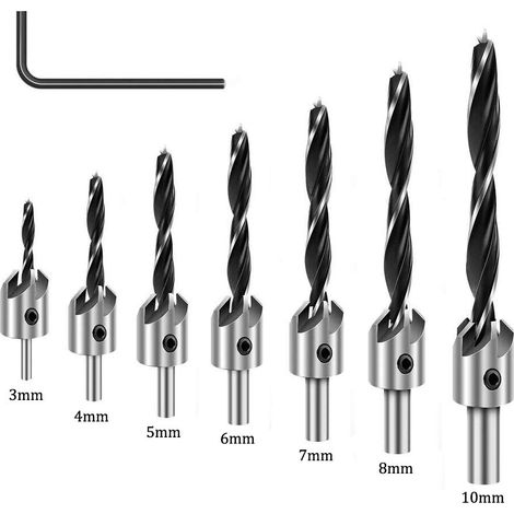 Set Mit 8 Holzbohrern Mit Anfasfräsern, Hss-schnellstahl-anfasfräser Mit Innensechskantschlüssel, Anfaswerkzeuge, Durchmesser: