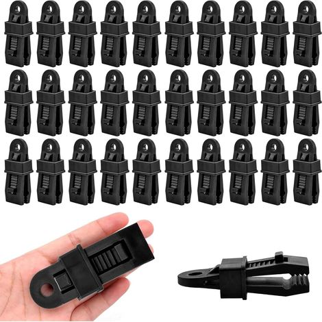 Packung Mit 30 Robusten Verriegelungsclips Für Planen – Kunststoffclips Für Zelte Und Sonnenschirme (schwarz)