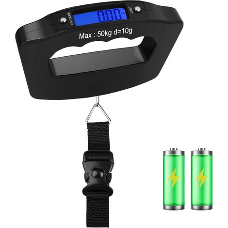 Tragbare Elektronische Gepäckwaage, Maximale Tragkraft 50 Kg. Schwarz, 1 Stück