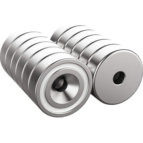 12 Gefräste Magnete, 6 Kgf, 16 X 5 Mm, Mit Löchern Und Schraubenabdeckungen — Magnetfüße Für Möbel
